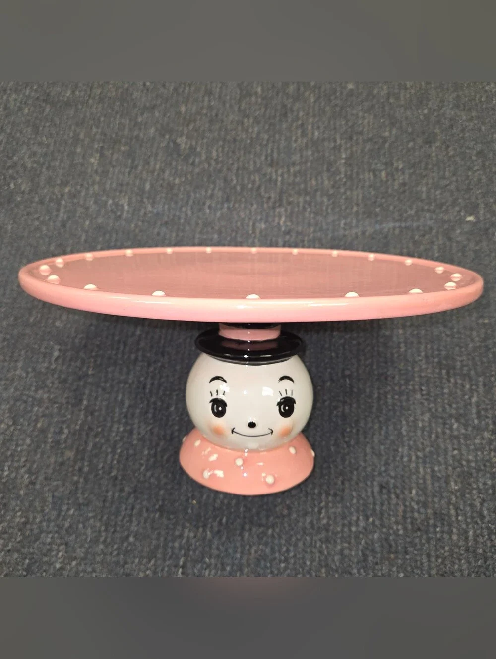 Johanna Parker Pink Snowman Cake Stand EUC Viral!